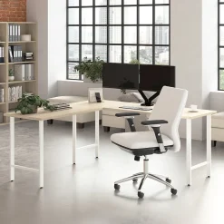 Bush Business Furniture Hustle 72"W L Shaped Computer Desk with Metal Legs, Natural Elm (HUS002NE)