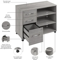 Bush Business Furniture Hustle Office Storage Cabinet with Wheels, Platinum Gray (HUF140PG)