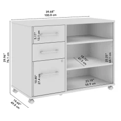 Bush Business Furniture Hustle Office Storage Cabinet with Wheels, Platinum Gray (HUF140PG)