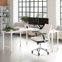 Bush Business Furniture Hustle 72"W L Shaped Computer Desk with Metal Legs, White (HUS002WH)