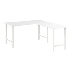 Bush Business Furniture Hustle 60"W L Shaped Computer Desk with Metal Legs, White (HUS003WH)