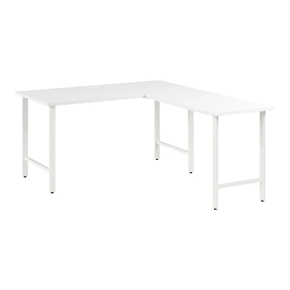 Bush Business Furniture Hustle 60"W L Shaped Computer Desk with Metal Legs, White (HUS003WH)