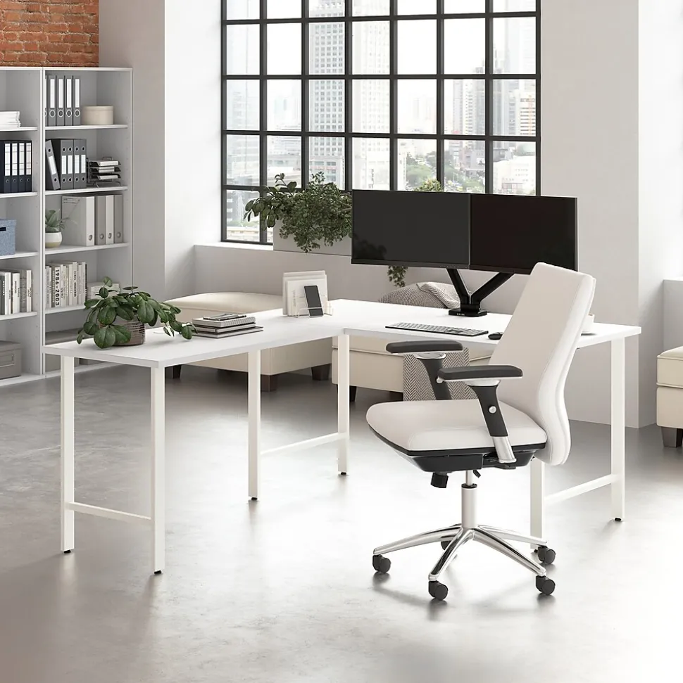 Bush Business Furniture Hustle 60"W L Shaped Computer Desk with Metal Legs, White (HUS003WH)