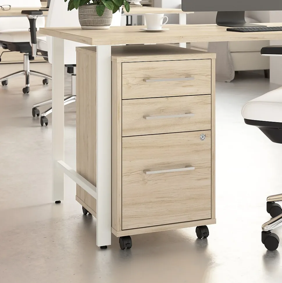 Bush Business Furniture Hustle 3 Drawer Mobile File Cabinet, Natural Elm (HUF116NE)