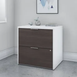 Bush Business Furniture Jamestown 2-Drawer Lateral File Cabinet, Locking, Letter/Legal, Storm Gray/White, 29.72" (JTF130SGWHSU)