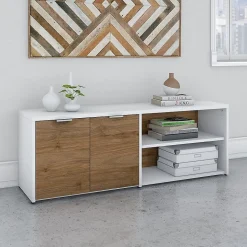 Bush Business Furniture Jamestown 21.2" Low Storage Cabinet with 4 Shelves, Fresh Walnut/White (JTS160FWWH)