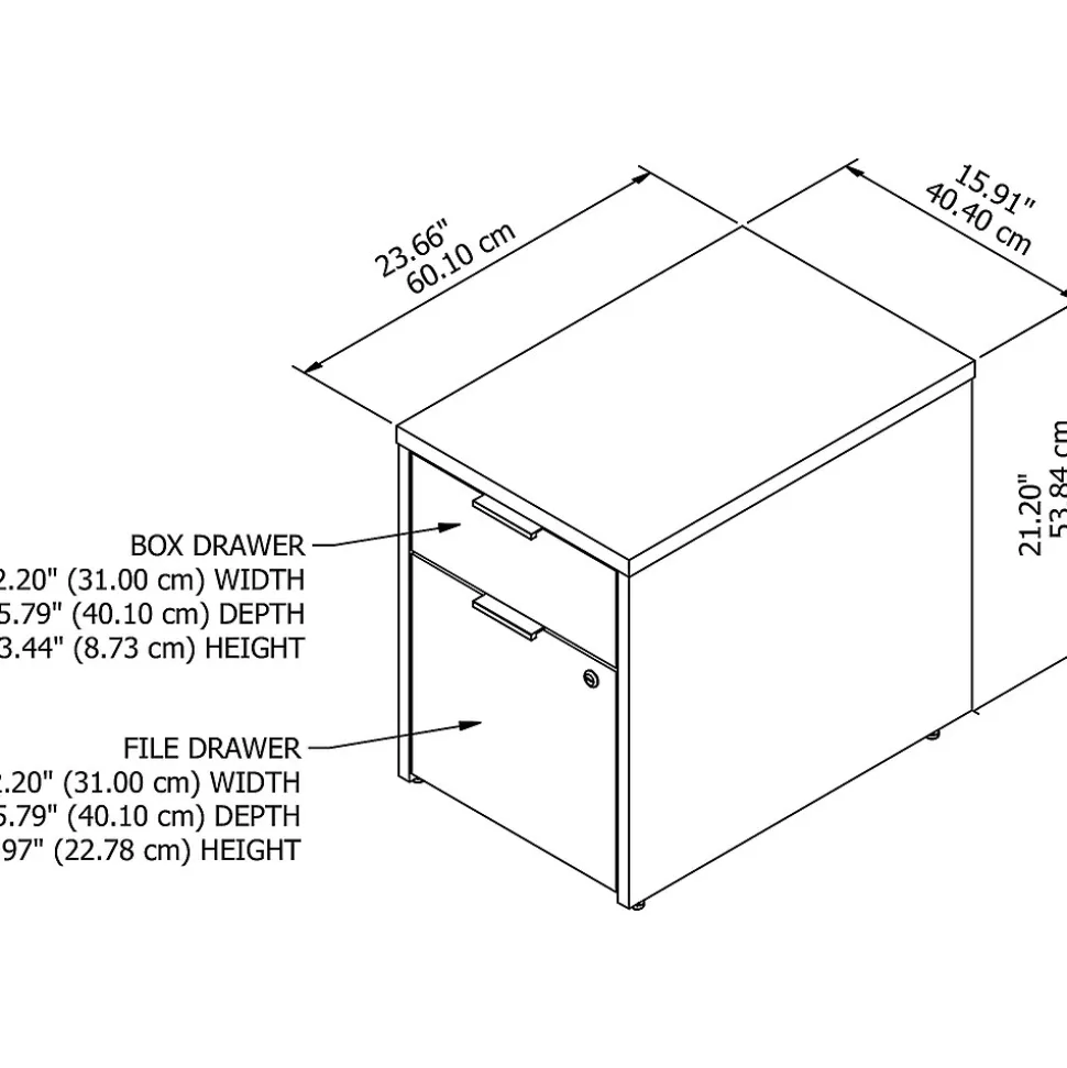 Bush Business Furniture Jamestown 2-Drawer Vertical File Cabinet, Letter/Legal, Fresh Walnut/White, 23.66" (JTF116FWWHSU)
