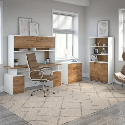 Bush Business Furniture Jamestown 2-Drawer Vertical File Cabinet, Letter/Legal, Fresh Walnut/White, 23.66