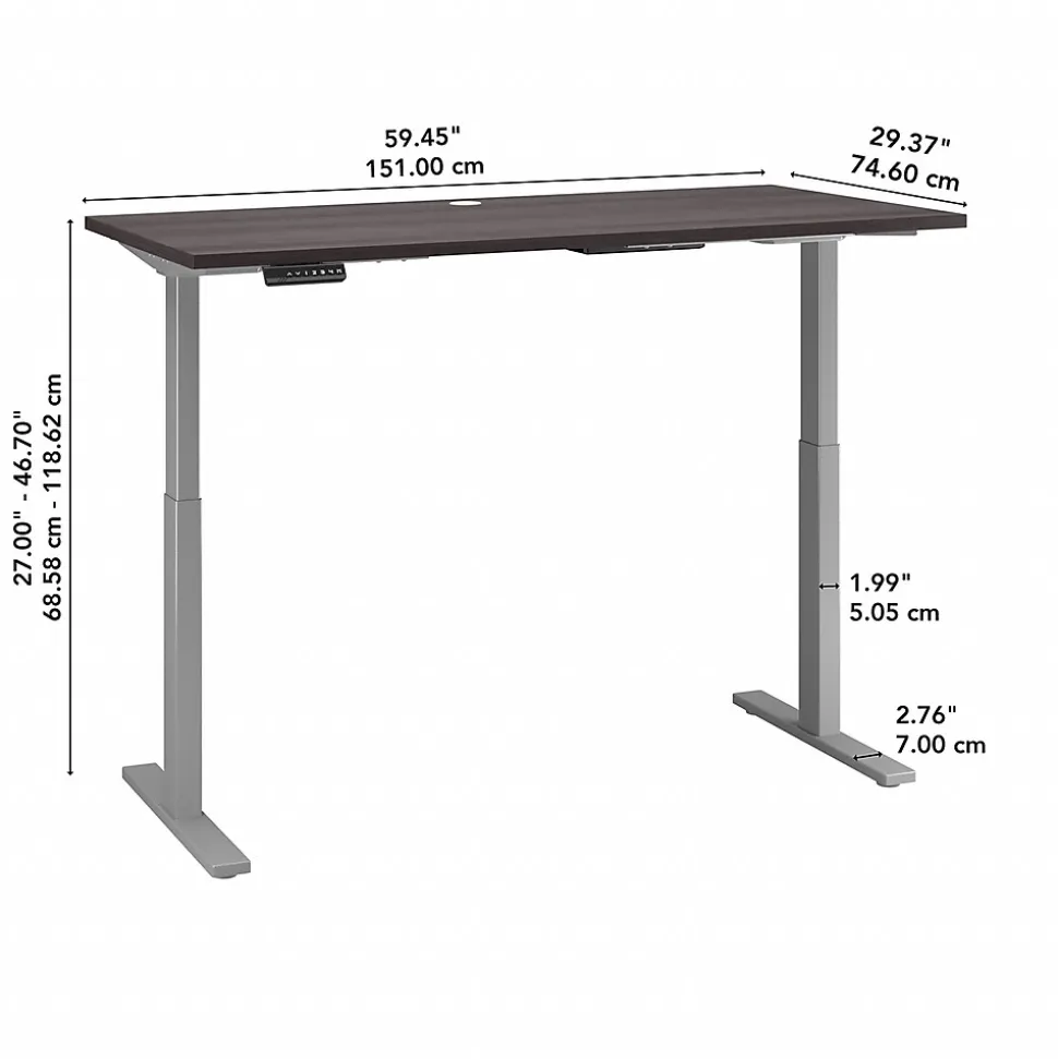 Bush Business Furniture Move 60 Series 60"W Electric Height Adjustable Standing Desk, Storm Gray (M6S6030SGSK)