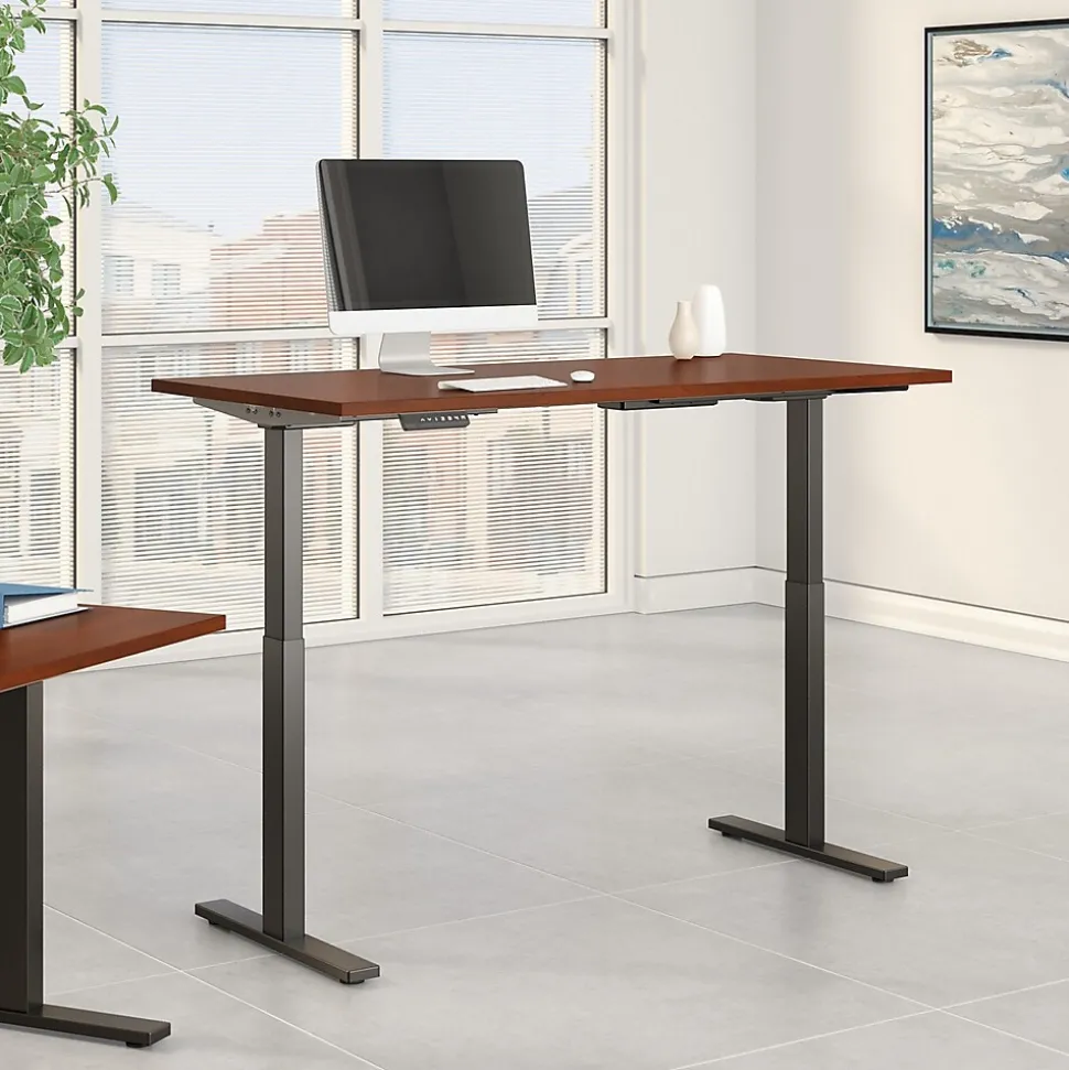 Bush Business Furniture Move 60 Series 60"W Electric Height Adjustable Standing Desk, Hansen Cherry (M6S6030HCBK)