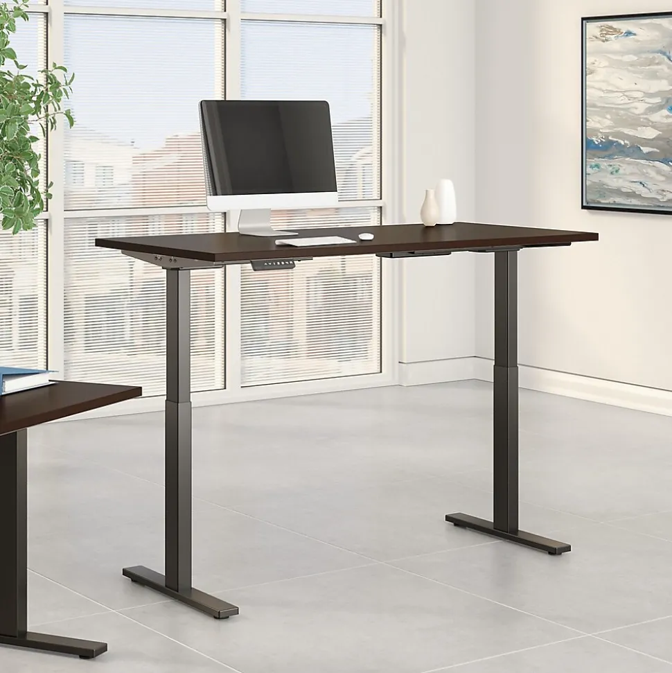 Bush Business Furniture Move 60 Series 60"W Electric Height Adjustable Standing Desk, Mocha Cherry (M6S6030MRBK)