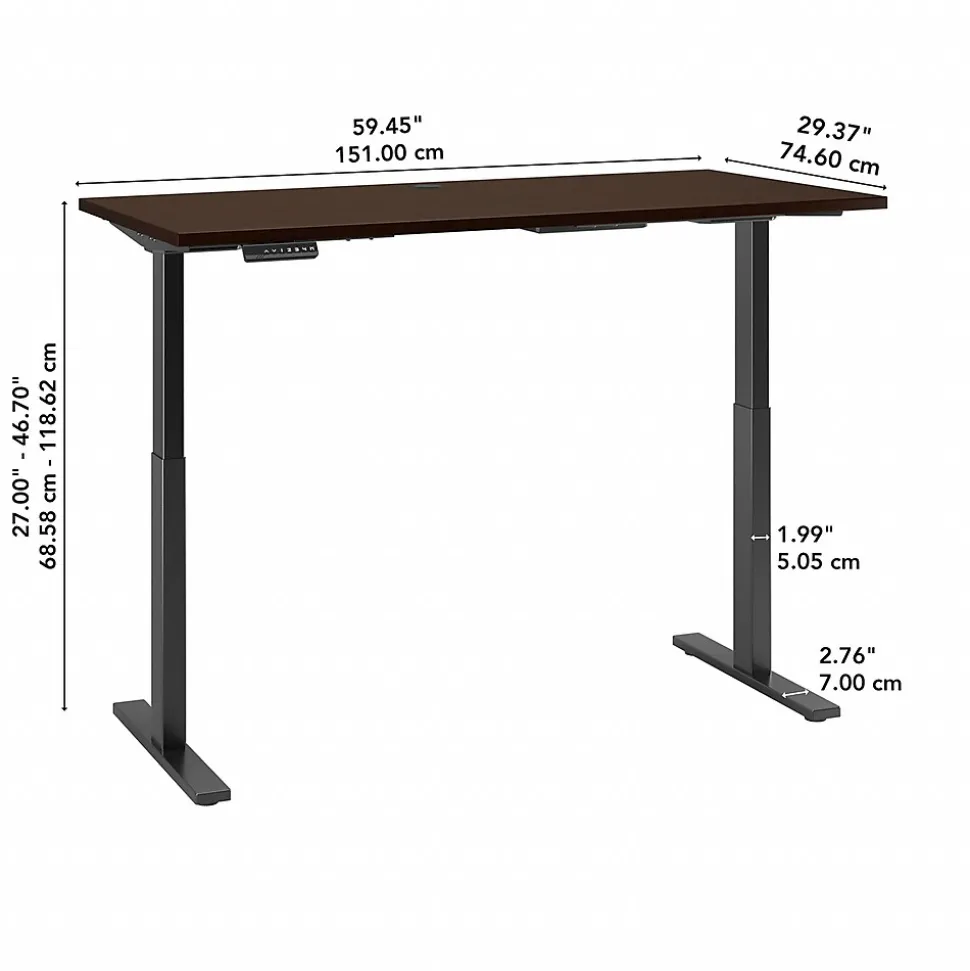 Bush Business Furniture Move 60 Series 60"W Electric Height Adjustable Standing Desk, Mocha Cherry (M6S6030MRBK)