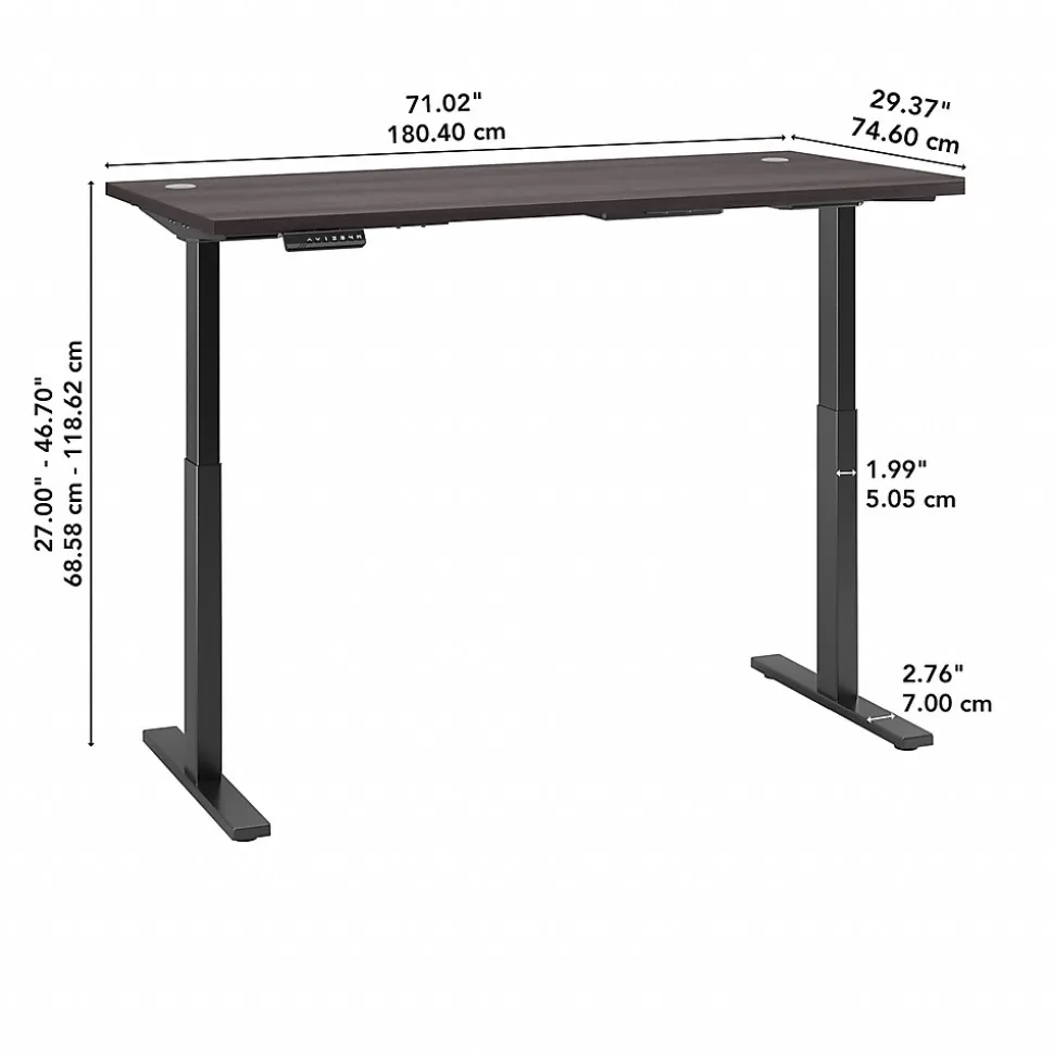 Bush Business Furniture Move 60 Series 72"W Electric Height Adjustable Standing Desk, Storm Gray (M6S7230SGBK)