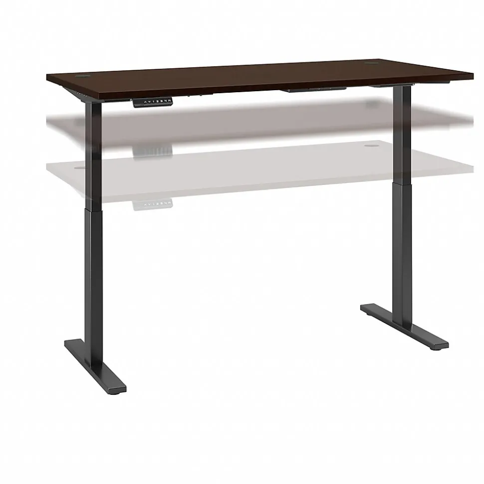 Bush Business Furniture Move 60 Series 72"W Electric Height Adjustable Standing Desk, Mocha Cherry (M6S7230MRBK)