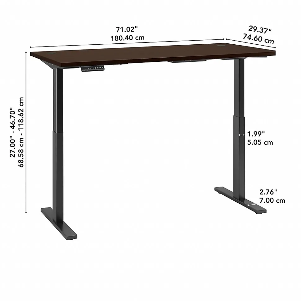 Bush Business Furniture Move 60 Series 72"W Electric Height Adjustable Standing Desk, Mocha Cherry (M6S7230MRBK)