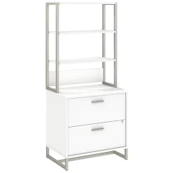 Bush Business Furniture Method 2 Drawer Lateral File Cabinet with Hutch, White (MTH012WHSU)