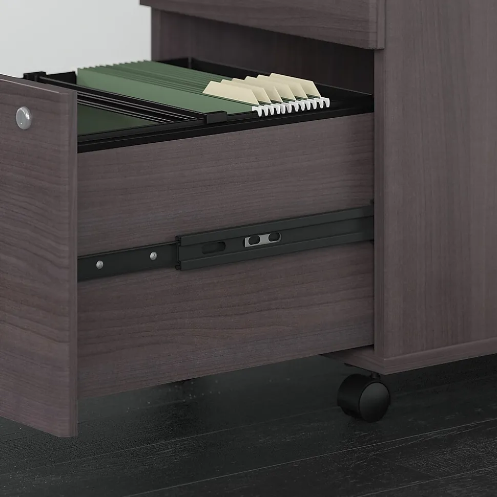 Bush Business Furniture Move 60 Series 72"W Electric Height Adj Standing Desk w/ Storage, Storm Gray/Black Powder (M6S006SGSU)