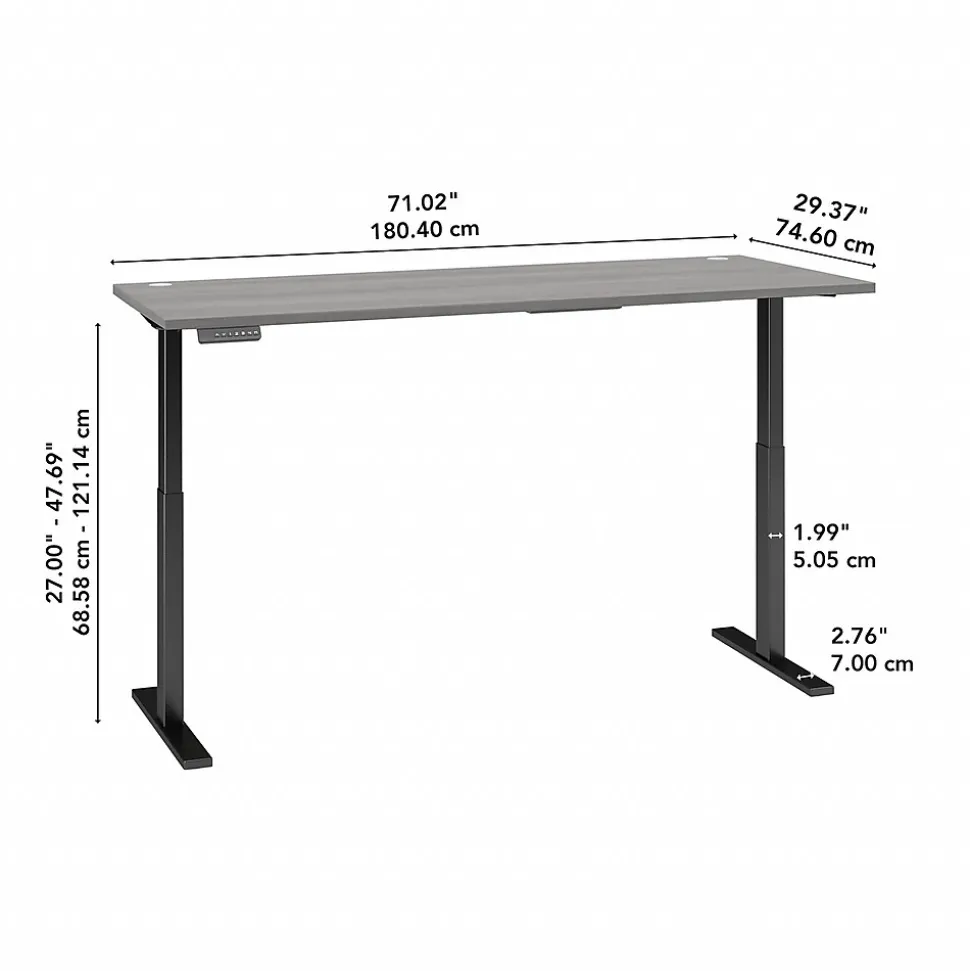 Bush Business Furniture Move 60 Series 72"W Electric Height Adjustable Standing Desk, Platinum Gray/Black (M6S7230PGBK)