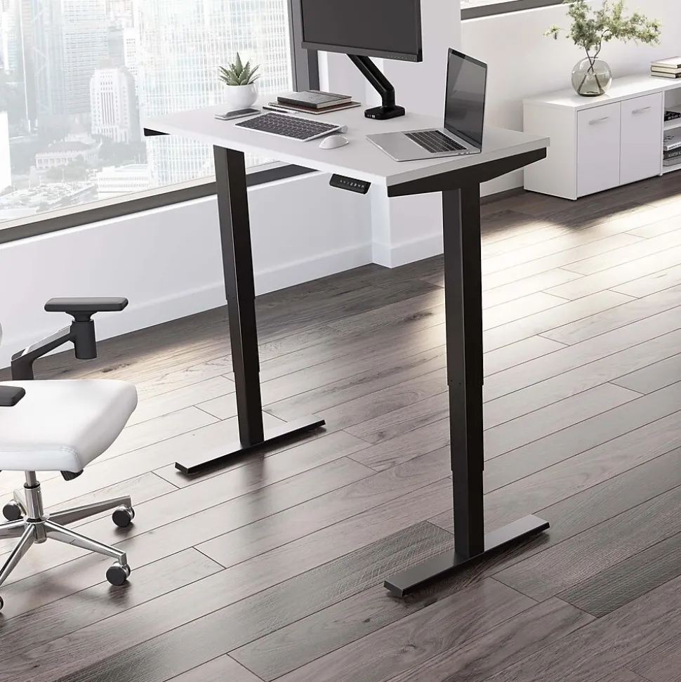 Bush Business Furniture Move 40 Series 48"W Electric Height Adjustable Standing Desk, White/Black (M4S4824WHBK)