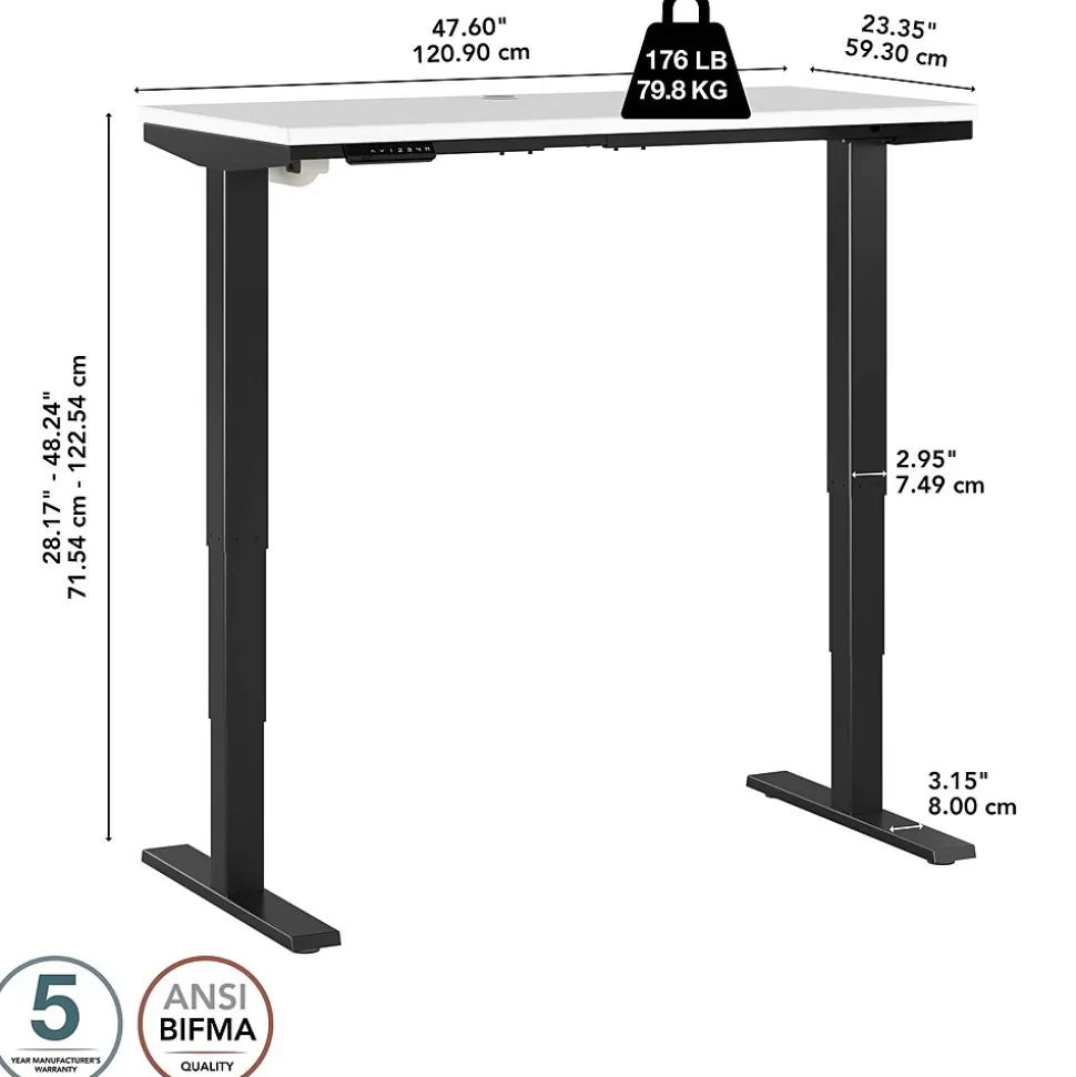 Bush Business Furniture Move 40 Series 48"W Electric Height Adjustable Standing Desk, White/Black (M4S4824WHBK)