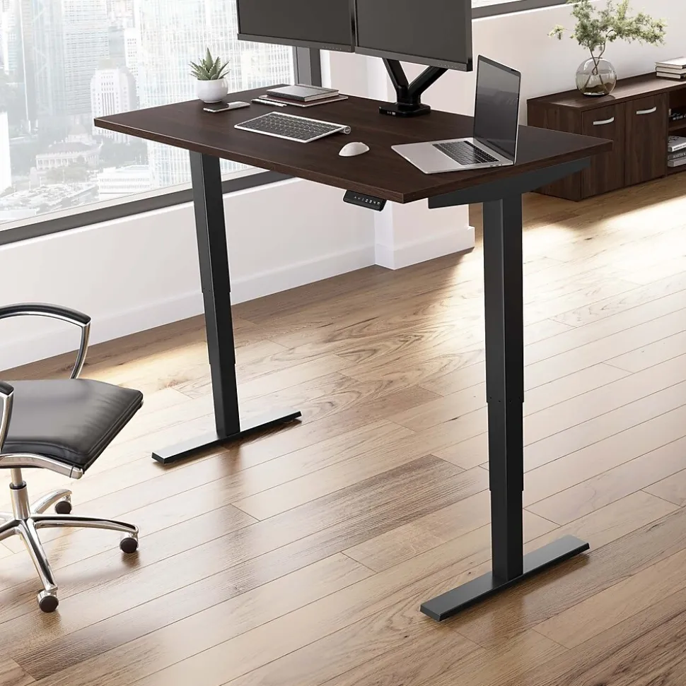 Bush Business Furniture Move 40 Series 60"W Electric Height Adjustable Standing Desk, Black Walnut/Black (M4S6030BWBK)