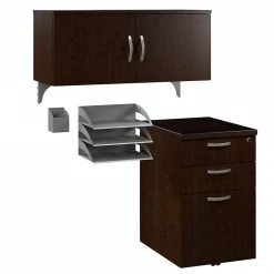 Bush Business Furniture Office in an Hour Cubicle Storage with Cabinet, Paper Tray, & Pencil Holder, Mocha Cherry (WC36890-03K)