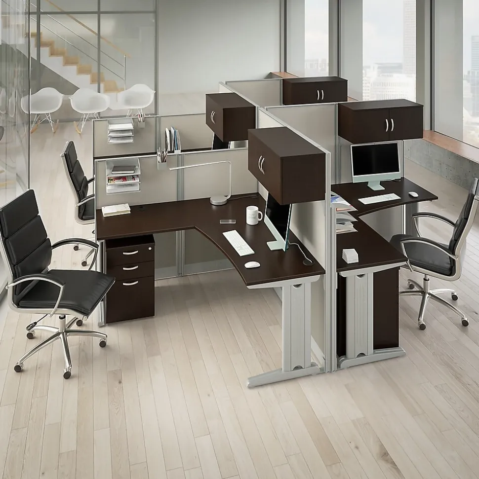 Bush Business Furniture Office in an Hour Cubicle Storage with Cabinet, Paper Tray, & Pencil Holder, Mocha Cherry (WC36890-03K)