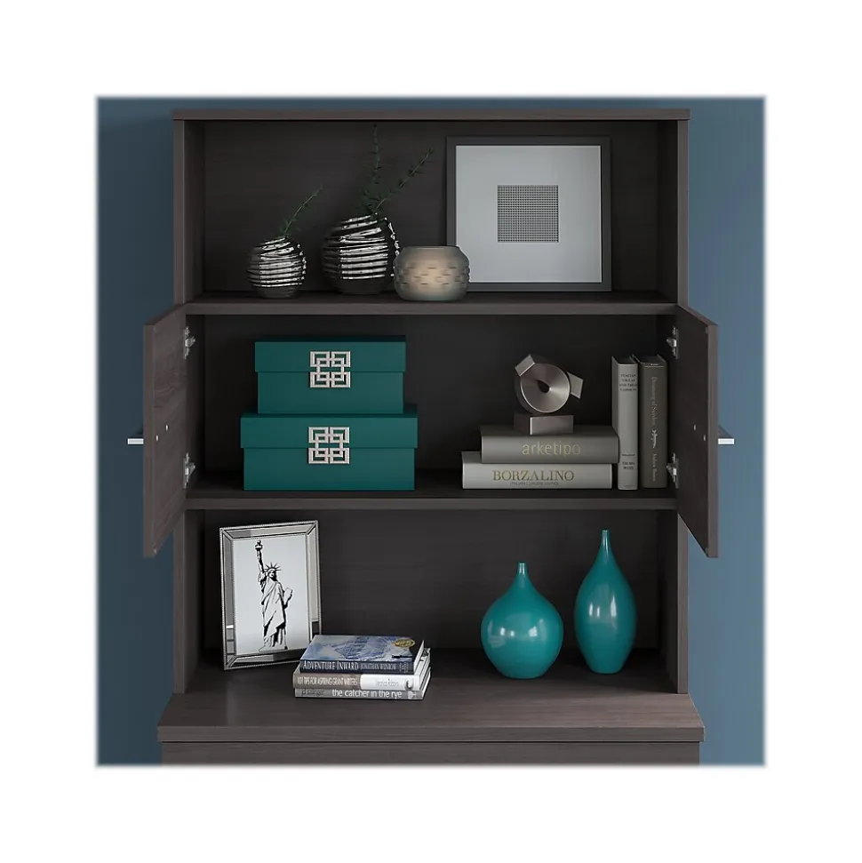 Bush Business Furniture Office 500 2-Drawer Lateral File Cabinet with Hutch, Locking, Letter/Legal, Storm Gray (OF5007SGSU)