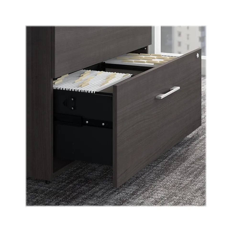 Bush Business Furniture Office 500 2-Drawer Lateral File Cabinet with Hutch, Locking, Letter/Legal, Storm Gray (OF5007SGSU)