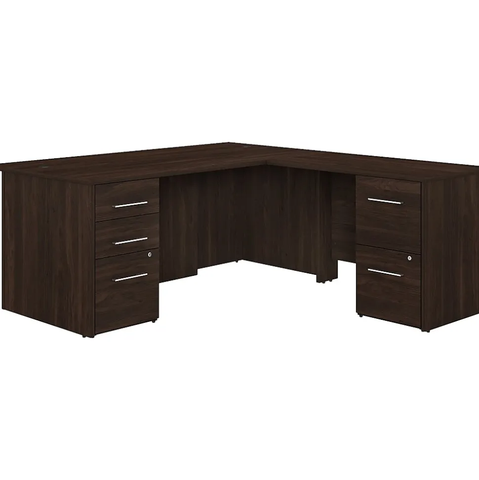 Bush Business Furniture Office 500 72"W L Shaped Executive Desk with Drawers, Black Walnut (OF5004BWSU)