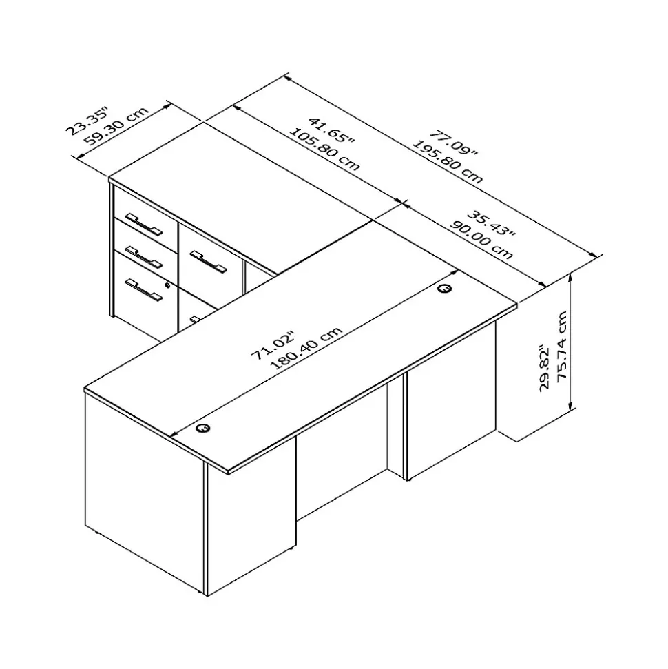 Bush Business Furniture Office 500 72"W L Shaped Executive Desk with Drawers, Black Walnut (OF5004BWSU)