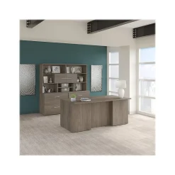 Bush Business Furniture Office 500 72"W Executive Desk with Drawers, Lat File Cabinets and Hutch, Modern Hickory (OF5001MHSU)