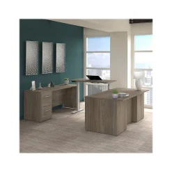 Bush Business Furniture Office 500 72"W Adjustable U-Shaped Executive Desk with Drawers, Modern Hickory (OF5005MHSU)