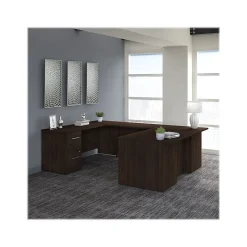 Bush Business Furniture Office 500 72"W U Shaped Executive Desk with Drawers, Black Walnut (OF5002BWSU)