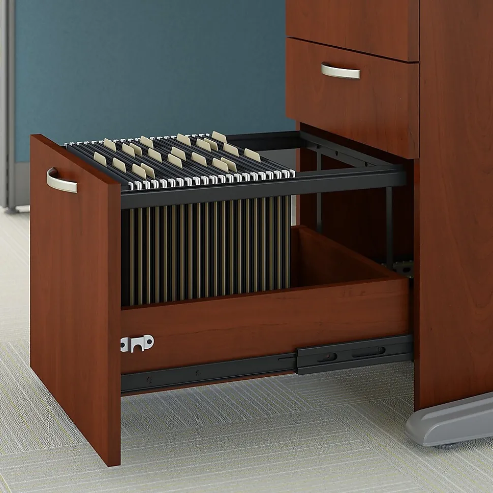 Bush Business Furniture Office in an Hour Cubicle Storage with Cabinet, Paper Tray, & Pencil Holder, Hansen Cherry (WC36490-03K)