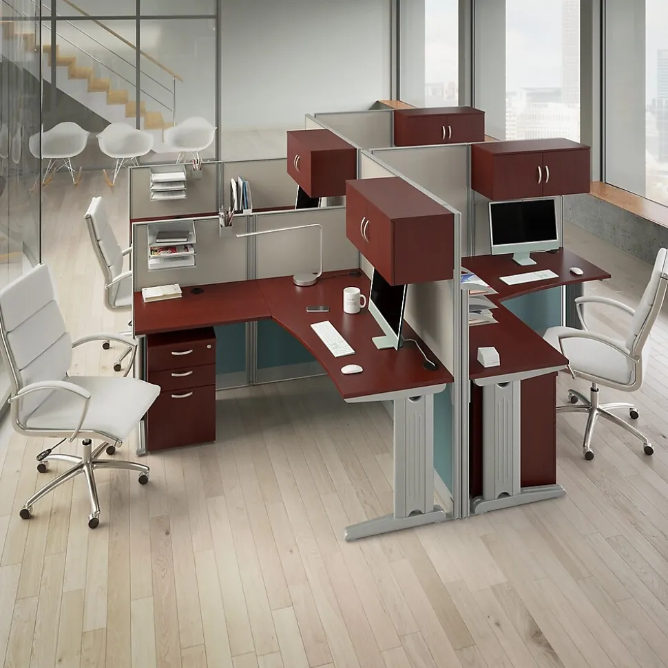 Bush Business Furniture Office in an Hour Cubicle Storage with Cabinet, Paper Tray, & Pencil Holder, Hansen Cherry (WC36490-03K)