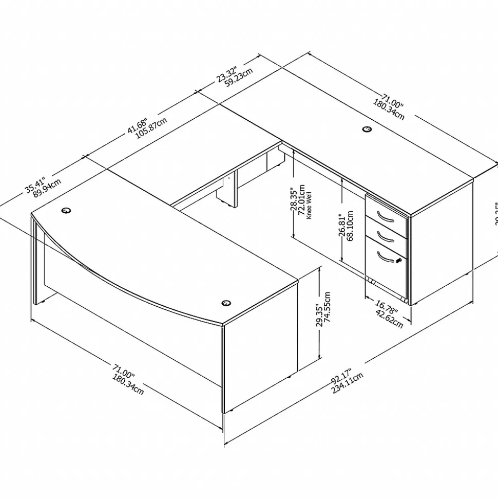 Bush Business Furniture Studio C 72"W U Shaped Desk with Mobile File Cabinet, Storm Gray (STC004SG)