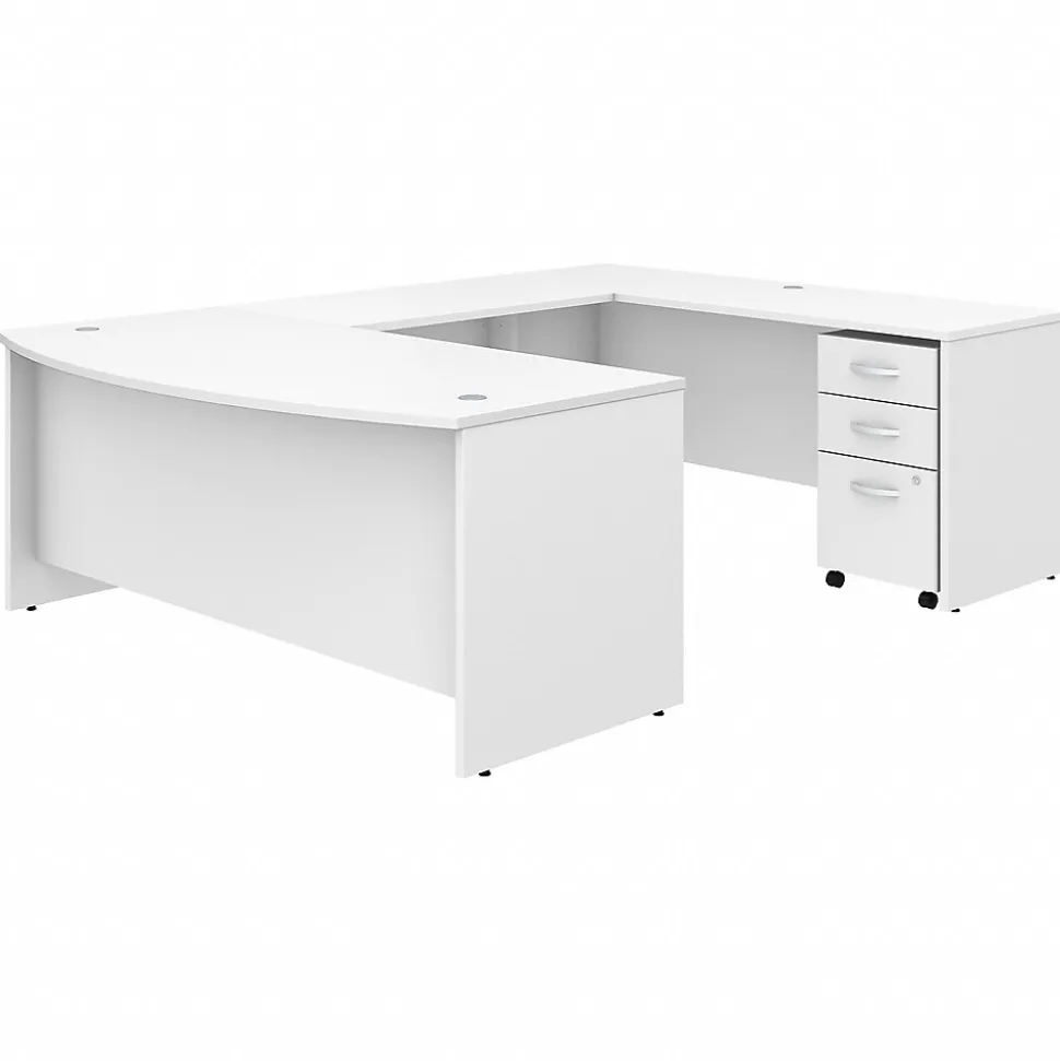 Bush Business Furniture Studio C 72"W U Shaped Desk with Mobile File Cabinet, White (STC004WH)