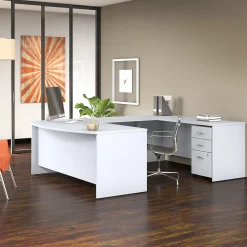 Bush Business Furniture Studio C 72"W U Shaped Desk with Mobile File Cabinet, White (STC004WH)