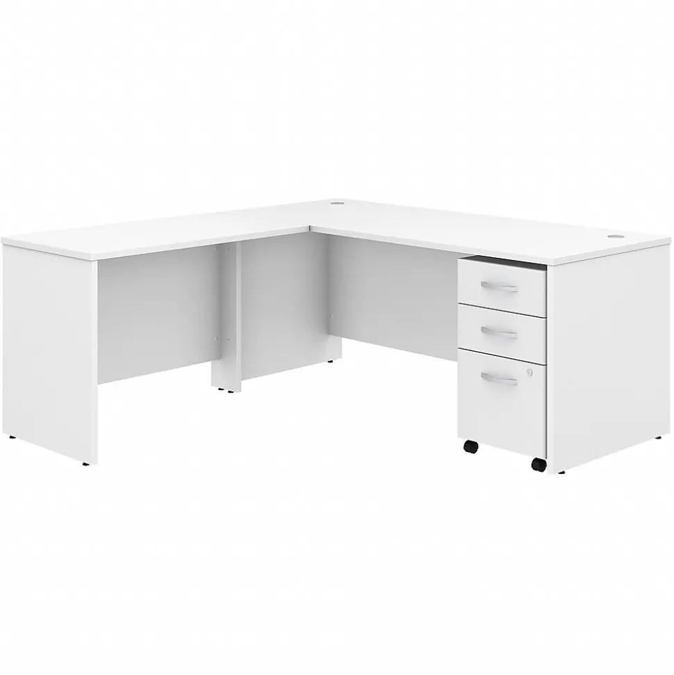 Bush Business Furniture Studio C 72"W L Shaped Desk with Mobile File Cabinet and Return, White (STC007WH)