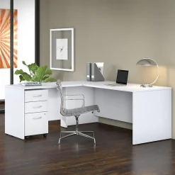 Bush Business Furniture Studio C 72"W L Shaped Desk with Mobile File Cabinet and Return, White (STC007WH)