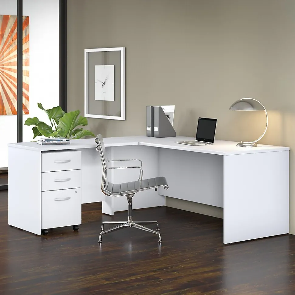 Bush Business Furniture Studio C 72"W L Shaped Desk with Mobile File Cabinet and Return, White (STC007WH)