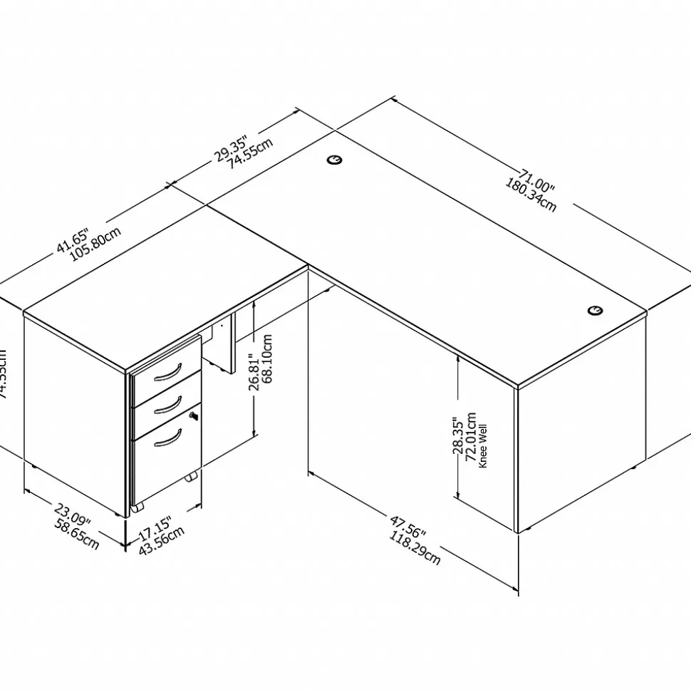 Bush Business Furniture Studio C 72"W L Shaped Desk with Mobile File Cabinet and Return, White (STC007WH)