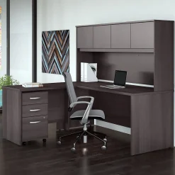 Bush Business Furniture Studio C 72"W L Shaped Desk with Hutch, Mobile File Cabinet and Return, Storm Gray (STC006SG)