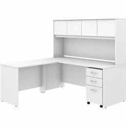 Bush Business Furniture Studio C 72"W L Shaped Desk with Hutch, Mobile File Cabinet and Return, White (STC006WH)