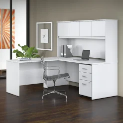 Bush Business Furniture Studio C 72"W L Shaped Desk with Hutch, Mobile File Cabinet and Return, White (STC006WH)