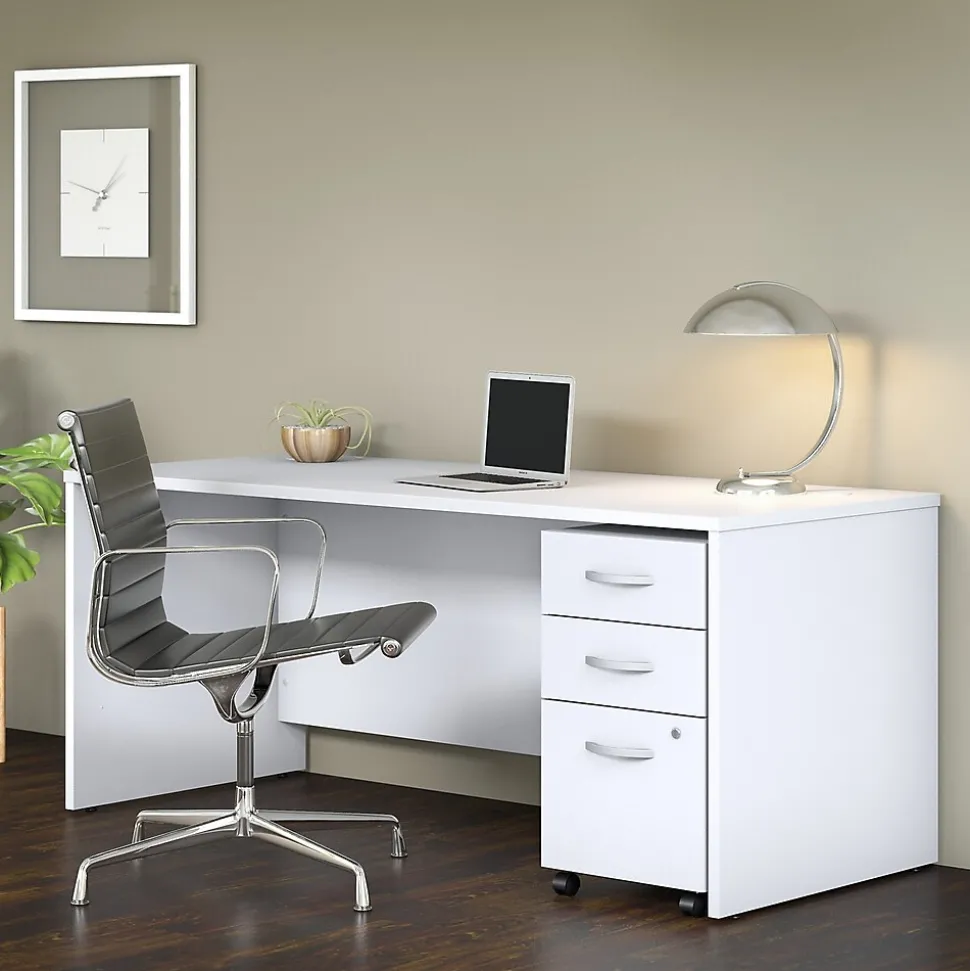 Bush Business Furniture Studio C 72"W Office Desk with Mobile File Cabinet, White (STC013WH)