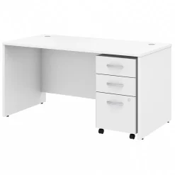 Bush Business Furniture Studio C 60"W Office Desk with Mobile File Cabinet, White (STC014WH)