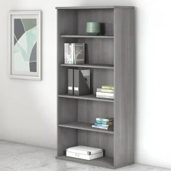 Bush Business Furniture Studio C 5 Shelf Bookcase, Platinum Gray (SCB136PG)