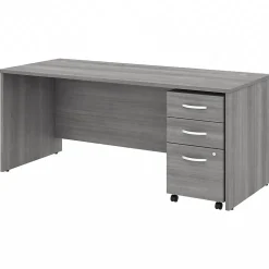 Bush Business Furniture Studio C 72"W Office Desk with Mobile File Cabinet, Platinum Gray (STC013PGSU)